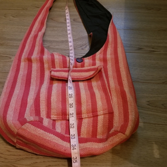 Boho Casual Beach sling shoulder bag woven 100 percent cotton fully reversible - Picture 9 of 10